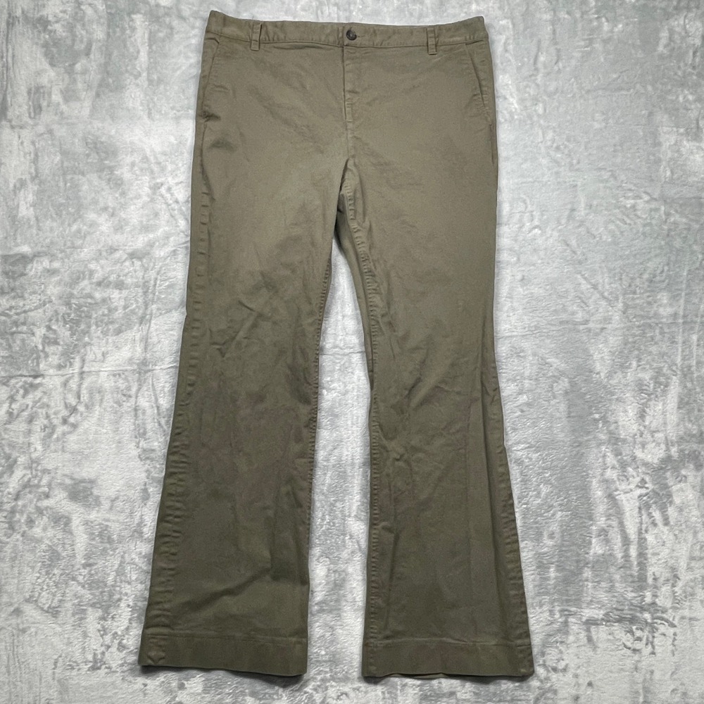 Banana Republic Trousers Women 16 Olive Green Stretch Wide Leg Mid Rise‎ Pants